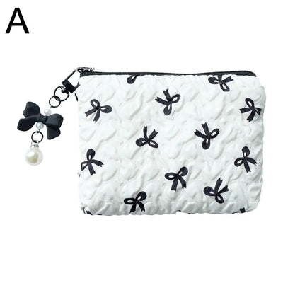 Bow Canvas Makeup Bag Large Capacity Travel Organizer - Smarsty