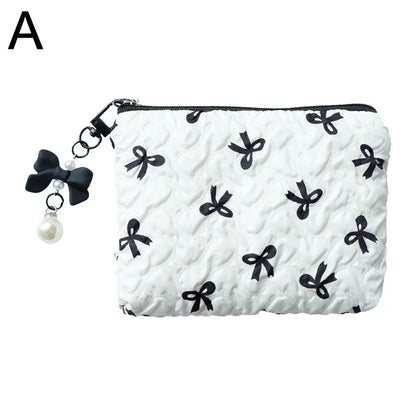 Bow Canvas Makeup Bag Large Capacity Travel Organizer - Smarsty