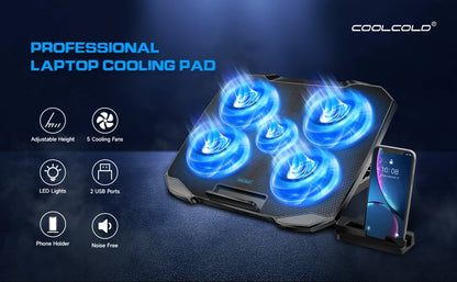 Laptop Cooling Pad 12 17 Inch With Five Quiet Fans