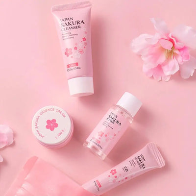 Sakura Skin Care Sets & Kits With Cleanser,Serum,Eye Cream,essence Cream Beauty Products For Women Gift Sets Routine Travel Kit - Smarsty