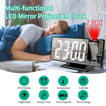 180 Degree Projection Alarm Clock with USB Charging - Smarsty