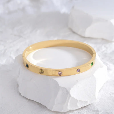 Gold Color Zircon Cross Nut Nail Bracelet for Women - Smarsty