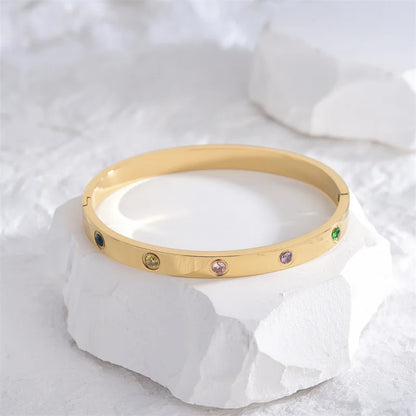 Gold Color Zircon Cross Nut Nail Bracelet for Women - Smarsty