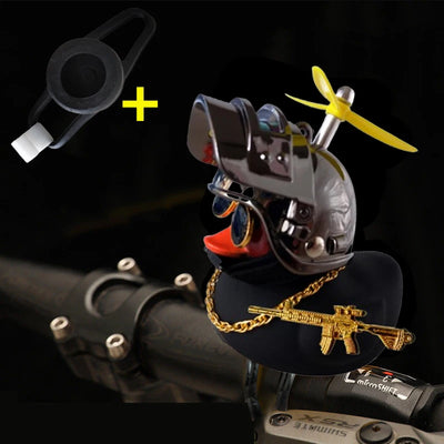 Helmeted Yellow Duck Car Ornament With Propeller Toy Gun - Smarsty