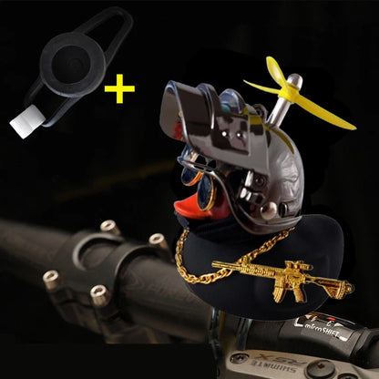 Helmeted Yellow Duck Car Ornament With Propeller Toy Gun - Smarsty