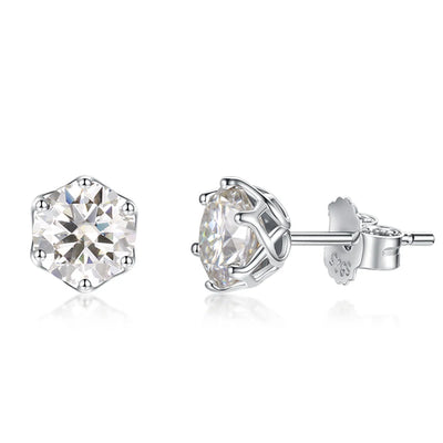 Moissanite Stud Earrings Sterling Silver VVS D Sparkle - Smarsty