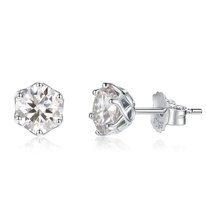 Moissanite Stud Earrings Sterling Silver VVS D Sparkle - Smarsty
