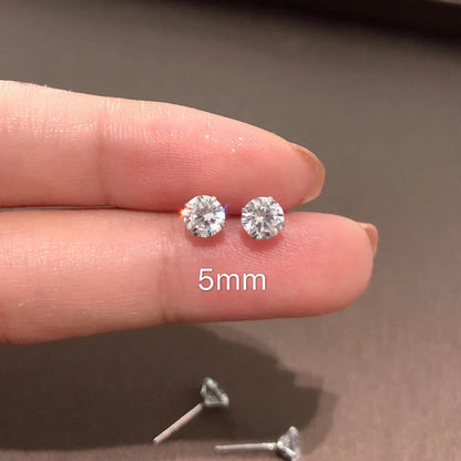 925 Sterling Silver CZ Stud Earrings Tiny Dainty Gift - Smarsty