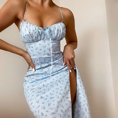 Women Elegant Floral Beach Vacation Bodycon Streetwear Long Dress 2025 Summer Clothes Wholesale Items For Business