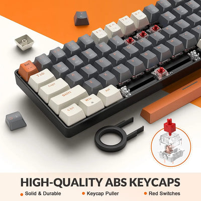 RK68 60% Wireless Mechanical Keyboard, Bluetooth 5.0/2.4GHz with Dual Mode 2-in-1 Receiver, 68-Key Hot-Swappable Gaming Keyboard - Smarsty