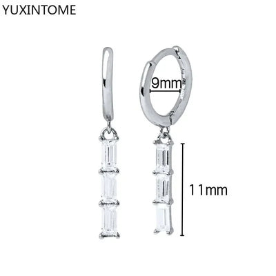925 Sterling Silver Hoop Earrings White Crystal Luxury - Smarsty