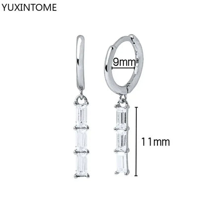 925 Sterling Silver Hoop Earrings White Crystal Luxury - Smarsty