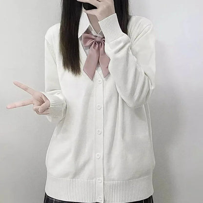 Japanese fashion solid color V-neck knitted sweater,original newJK uniform cardigan top,autumn and winter women's cotton sweater