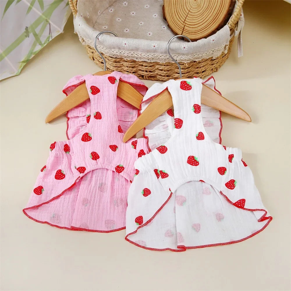 Strawberry Pattern Dog Summer Dress for Stylish Pets - Smarsty