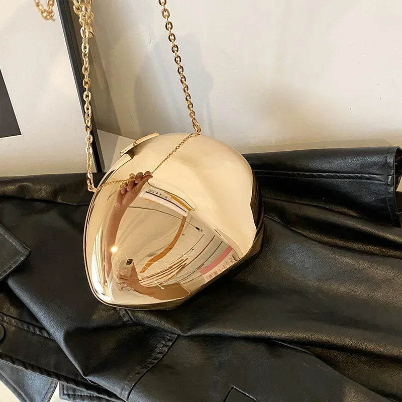 Designer Acrylic Shell Clutch Bag Metallic Evening Purse - Smarsty