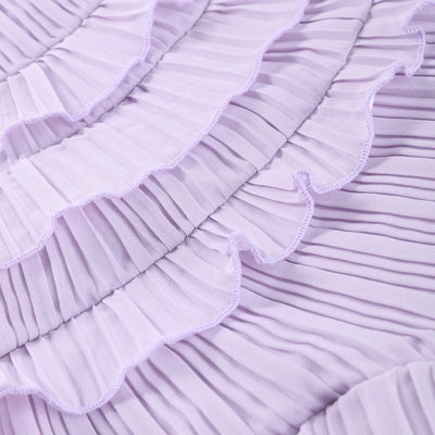Chic pleated halter neck long vacation dress high quality purple strapless Lotus Edge Maxi Dress 2025 New Lady Vacation Gowns - Smarsty