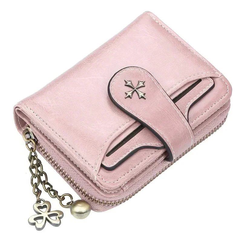 Women Wallets and Purses PU Leather Money Bag Female Short Hasp Purse Small Coin Card Holders Blue Red Clutch New Women Wallet - Smarsty