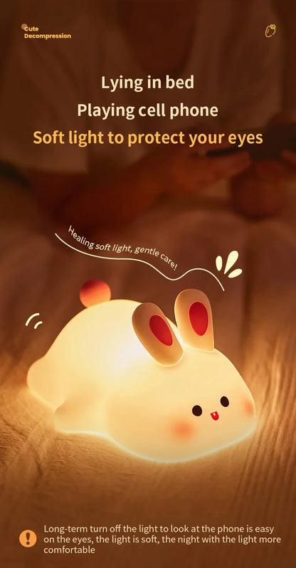 Cute Silicone Rabbit LED Night Light for Kids - Smarsty