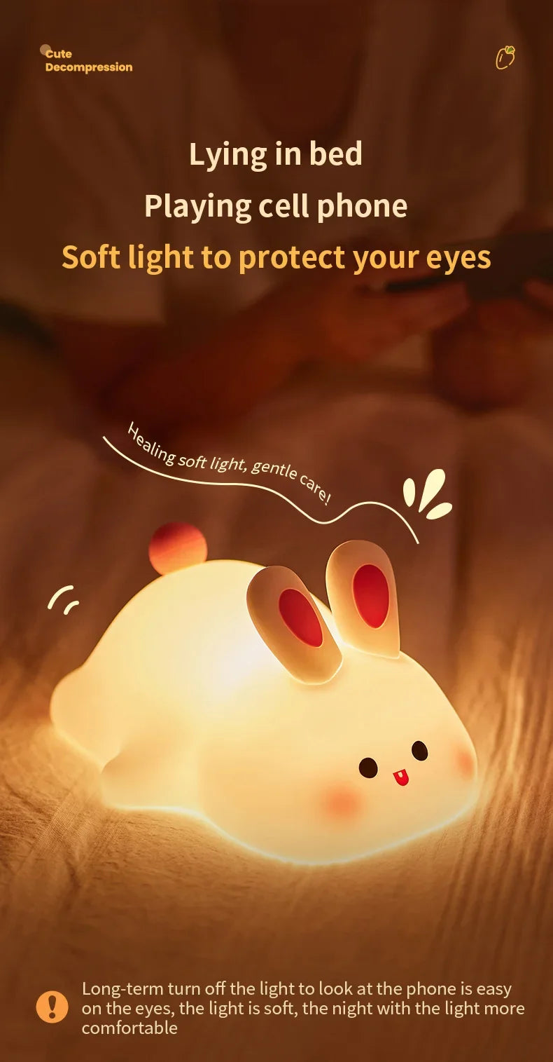 Cute Silicone Rabbit LED Night Light for Kids - Smarsty