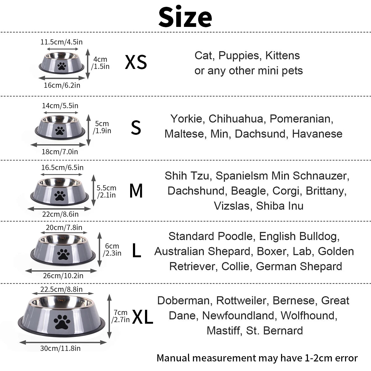 Stainless Steel Dog and Cat Food Bowl Anti-Fall Design - Smarsty