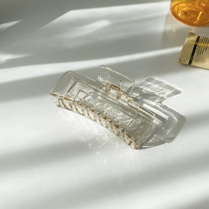 Korean Coffee Beige Acrylic Geometric Hair Claw Clip Large - Smarsty