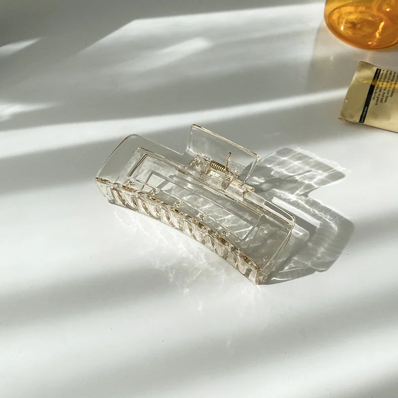 Korean Coffee Beige Acrylic Geometric Hair Claw Clip Large - Smarsty