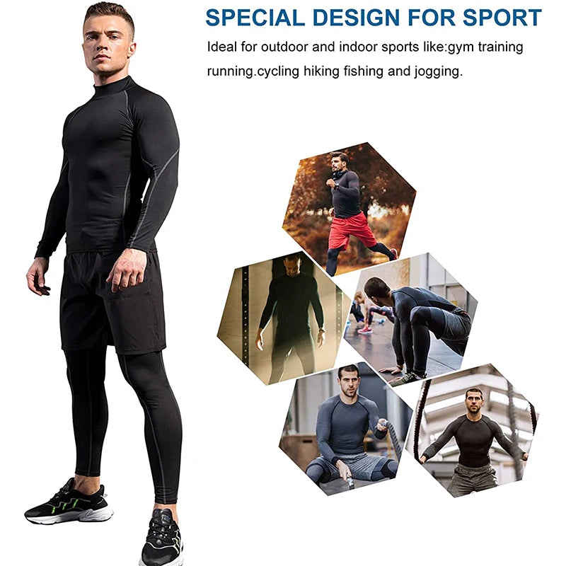 Men Sport T-shirt Quick Dry Bodybuilding Running Shirt Long Sleeve Compression Top Gym T Shirt Men Fitness Tight Rashgard - Smarsty
