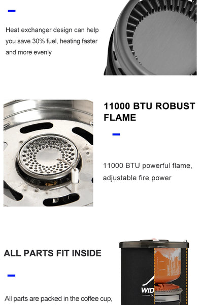 Widesea Camping Cooking System with Heat Exchanger Outdoor Gas Stove Burner Tourist Coffee Pot Cup Cookware Tableware Tourism by Smarsty