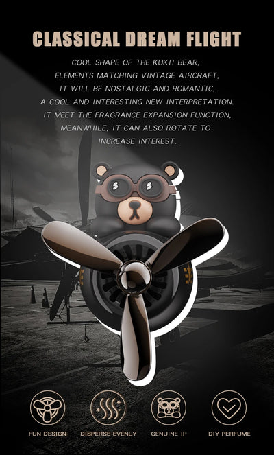 Odorless Car Air Freshener Vent Clip Bear Pilot Decor - Smarsty