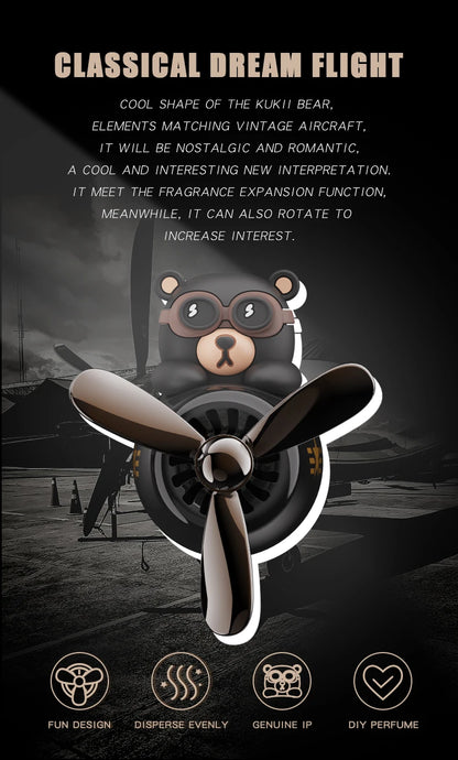 Odorless Car Air Freshener Vent Clip Bear Pilot Decor - Smarsty