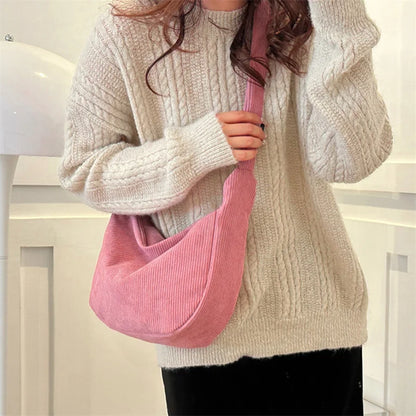 Corduroy Shoulder Bag Minimalist Crossbody For Women - Smarsty