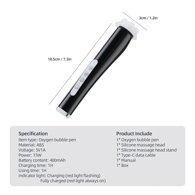 CO2 Oxygen Bubble Pen 5 Gear Vibration Oxygen Bubble Beauty Tool Deep Cleansing Pores Exfoliate LED Photon Skin Care Machine