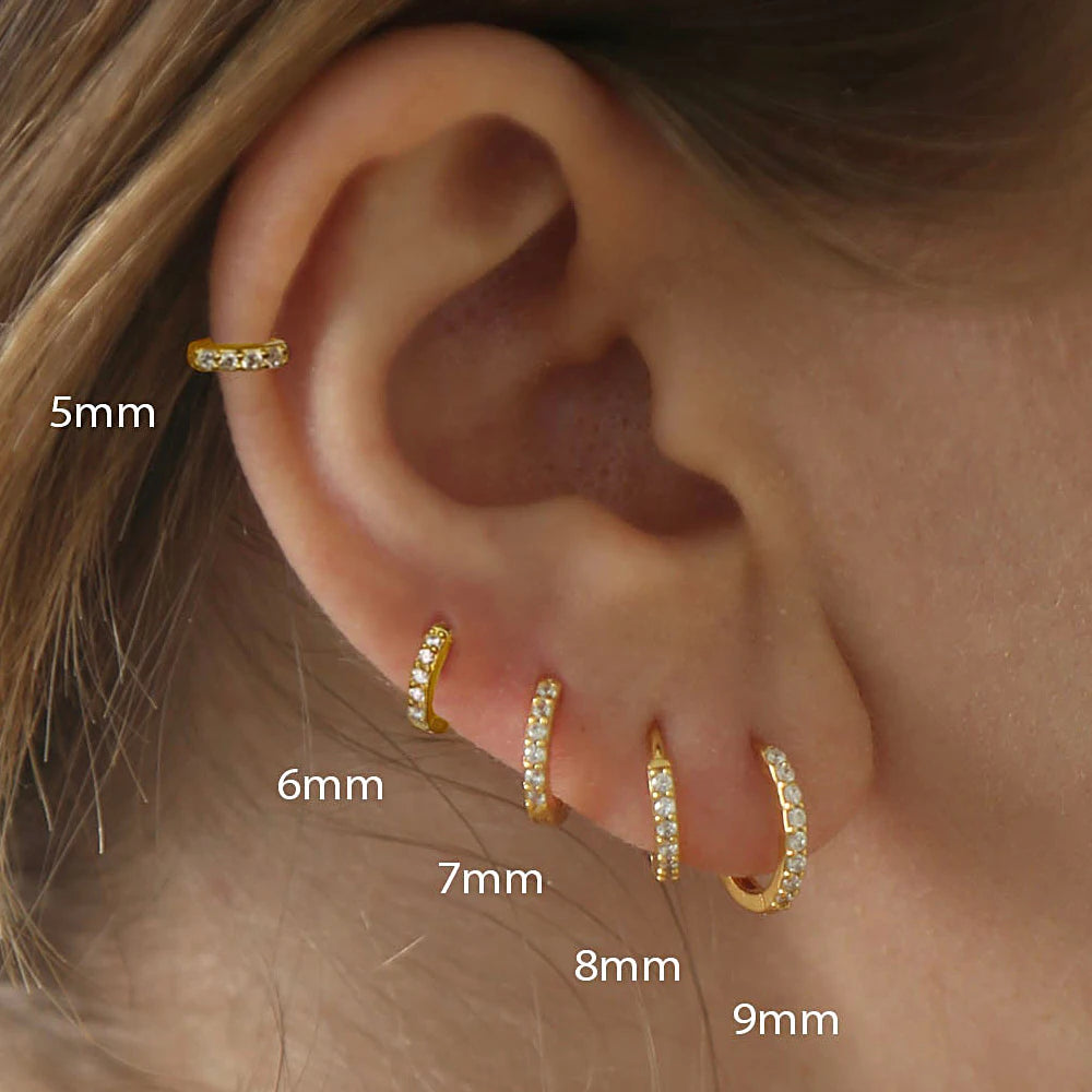 Stainless Steel Crystal Zirconia Small Huggie Earrings - Smarsty