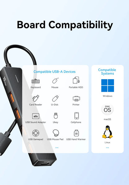 4 Port USB Hub USB 3 Gen 2 10Gbps LaptopCompatibleDevice