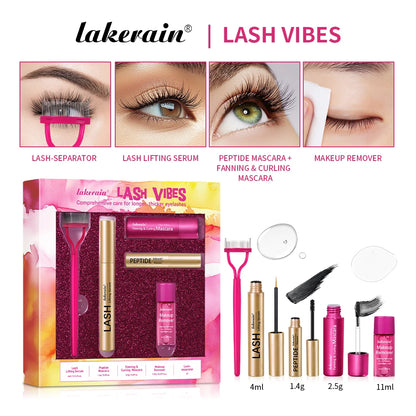 Lash & Brow Set Eyebrow Eyelash Growth Serum Peptide Mascara Eyelash Eyebrow Longer Fuller Thicker Curling Lash Eye Care Makeup