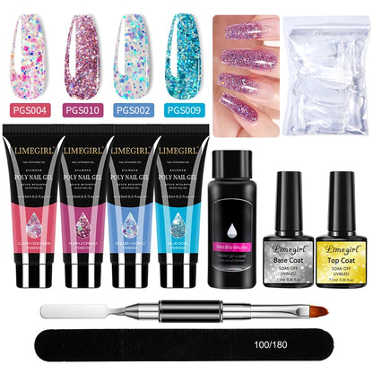 Nail Art Poly Gel Kit for Beginners with Soaking Solution - Smarsty
