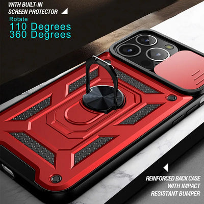 Smarsty Rugged Iphone Armor Case With Camera Lens Protector -