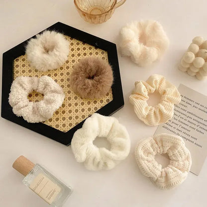 Plush Hair Scrunchies Set Soft Elastic Ponytail Holders - Smarsty