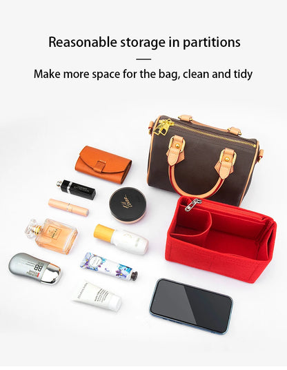 WUTA Felt Insert Bag Organizer For LV Speedy 20 25 30 35 Flap Handbag Inner Bag Makeup Travel Purse Storage Tote Bag Accessories