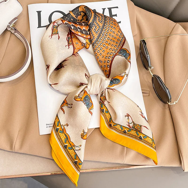 Silk Square Scarf for Women Sun Protection Luxury Shawl - Smarsty