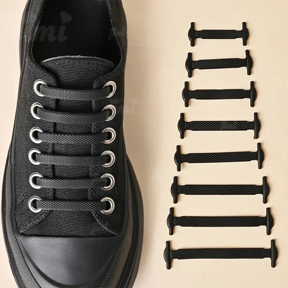 16pcs Silicone Shoelaces No Tie Shoelaces Without Ties Elastic Lace Shoelace Kids Adult Creative Lazy Silicone Laces Rubber Lace - Smarsty