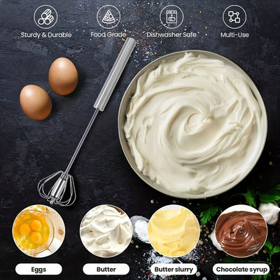 Stainless Steel Egg Beater Durable Semi-Automatic Mixer for Effortless Egg Cream Mixing Stirring and Beating for Kitchen Baking - Smarsty
