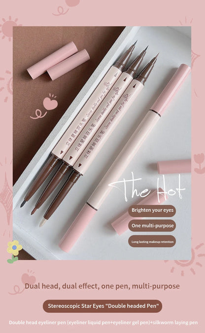 Double Head Eyeliner Pen with Fine Tip Waterproof - Smarsty
