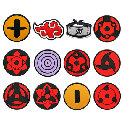 12/27pcs MINISO Japanese anime Shoes Charms PVC Shoe Accessories DIY Shoe Buckle Clogs Sandal Decoration For Kids X-mas Gifts