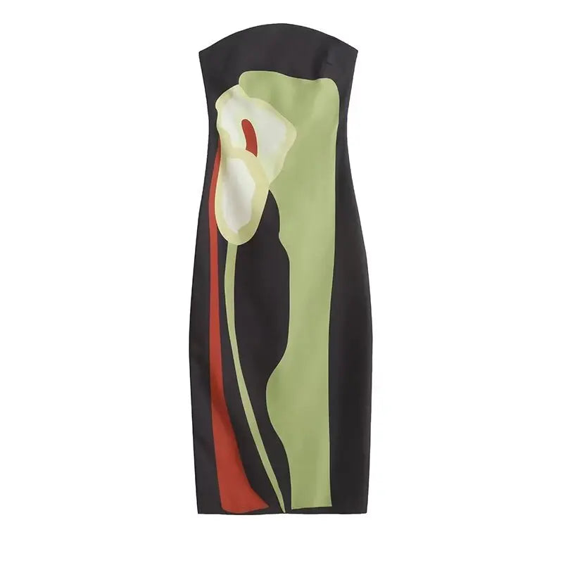 Sexy Strapless Backless Printed Long Dress Women Fashion Sleeveless Off Shoulder Vestidos 2024 Summer Lady Party Evening Robes - Smarsty