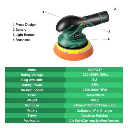 Cordless Car Polisher Dual Action With Adjustable Speed - Smarsty