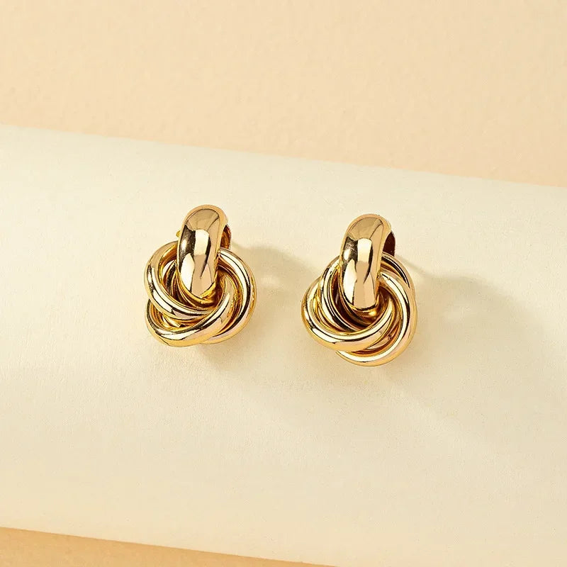 Gold Silver Knot Stud Earrings For Daily Trendy Wear - Smarsty