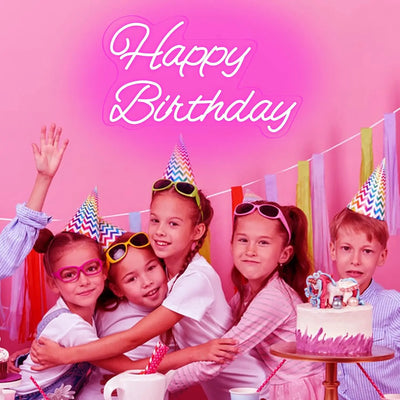 “Happy Birthday” LED neon sign For birthday party backdrop decorations, wall decorations and birthday gifts Dimmable 16”