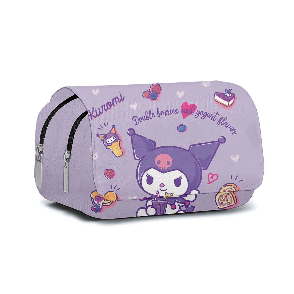 Cartoon Double Layer Pencil Bag for Kids School Use - Smarsty