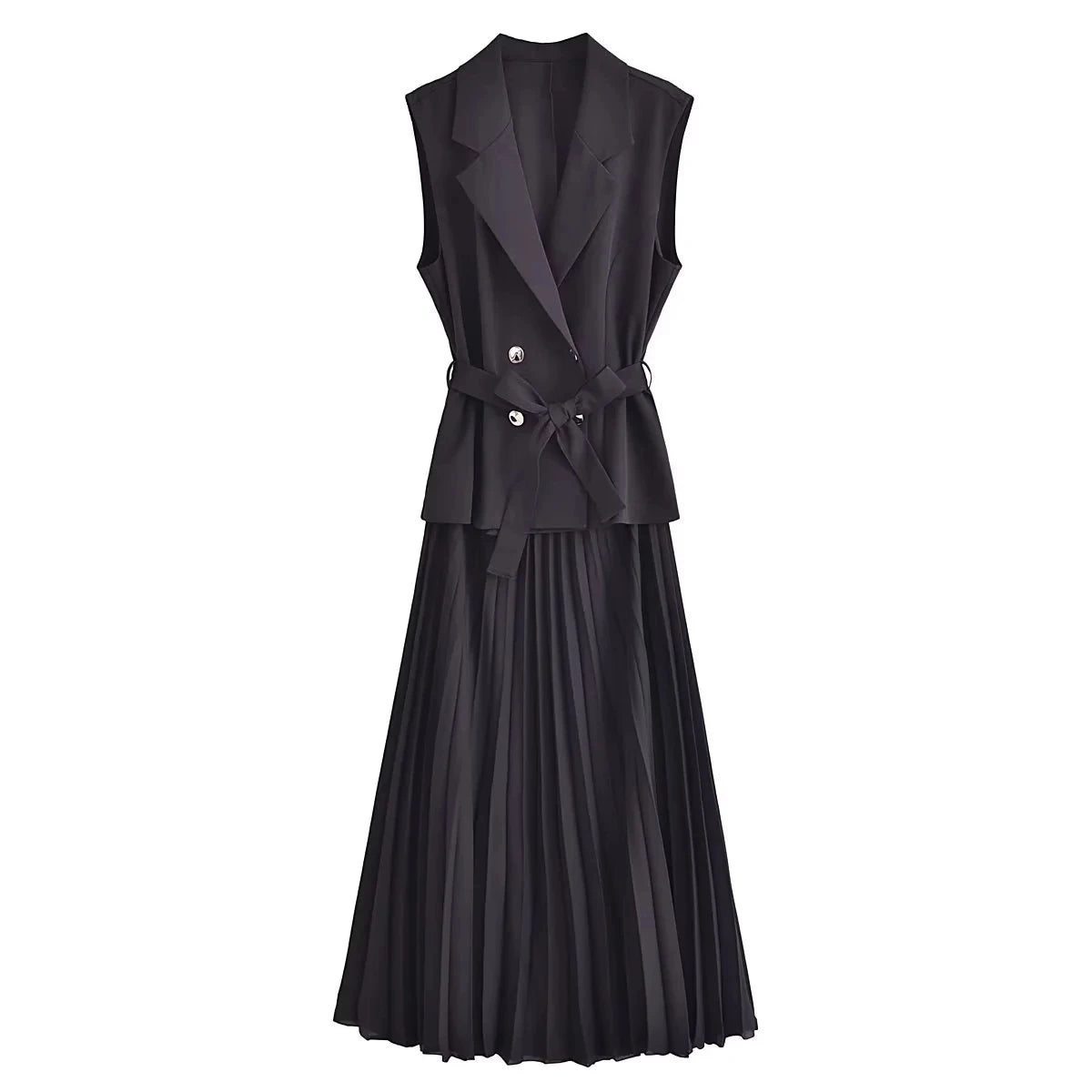 Corset Dress Women Pleated Vests Long Dresses for Women 2024 Sleeveless Office Party Dress Ruched Midi Evening Dresses - Smarsty